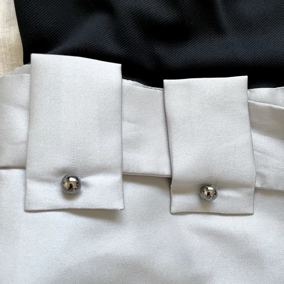 Chic Black and Silver Metallic Midi Dress purple accent and belt size XS NEW - Picture 9 of 11